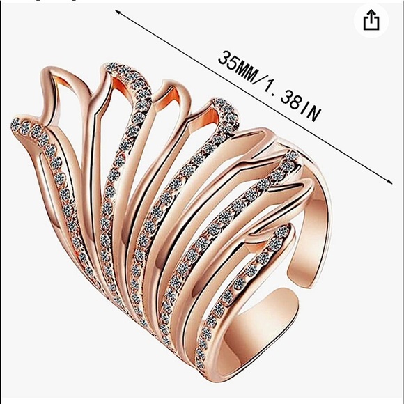 ZIRCON ROSE GOLD ANGEL WING RING - Picture 5 of 6